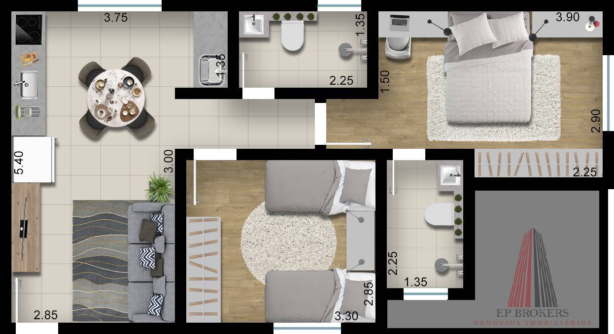 Apartamento à venda com 2 quartos, 54m² - Foto 6