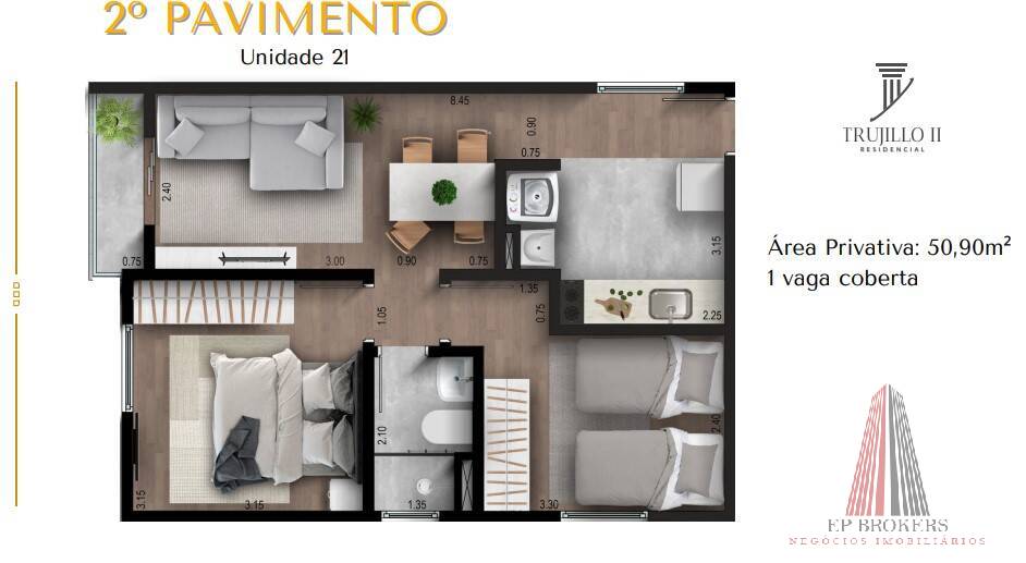 Apartamento à venda com 2 quartos, 52m² - Foto 9